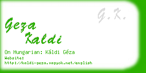geza kaldi business card
