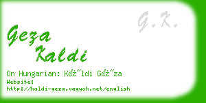 geza kaldi business card